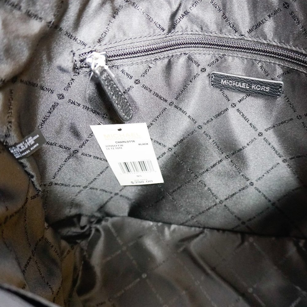 Michael Kors Charlotte Tote Shoulder Bag MK Black - Picture 5 of 12